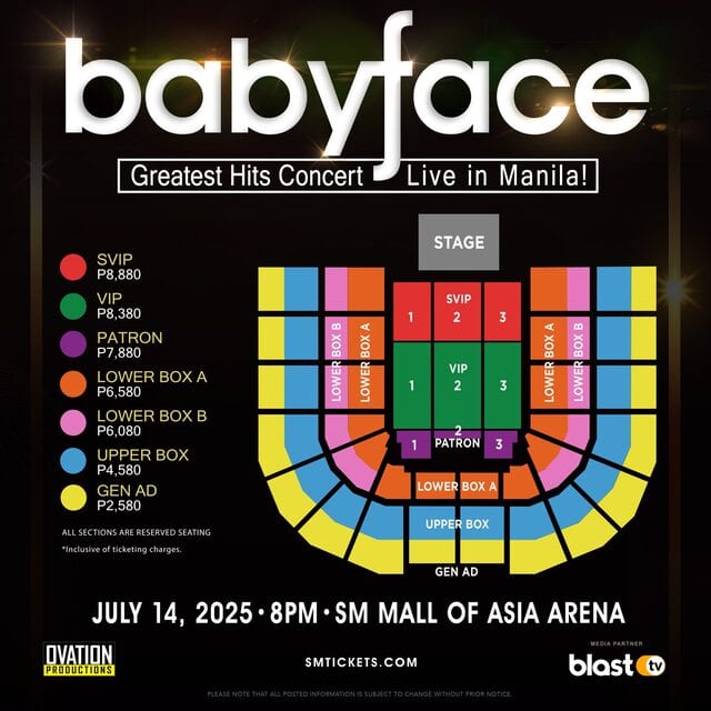 Babyface Ticket Prices and Seat Plan